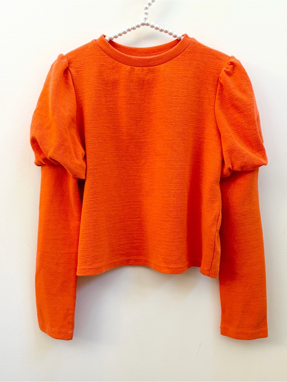 Zara Orange Puff-Sleeve Long Sleeve Tee
